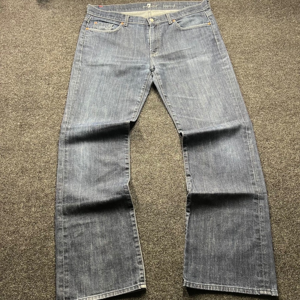 7 For All Mankind Mens Bootcut Jeans Size 38 Medium Wash Denim Blue Stretch